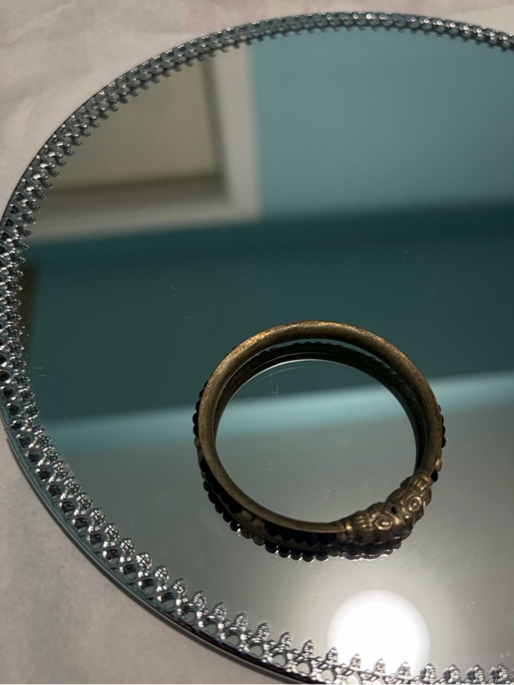 Antique-Style Brass Kids Bangle Bracelet - silver
